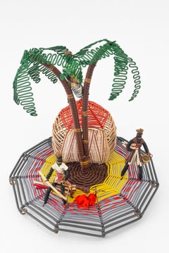 Eine Palmenszene aus Draht ( Handarbeit ) Wien um 1970