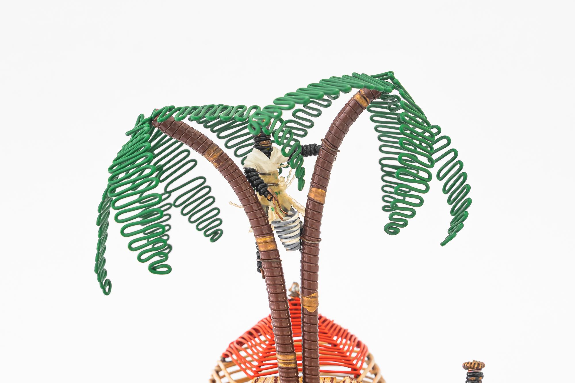 Mid-Century Modern A palm scene made of wire ( handwork ) vienna around 1970s For Sale