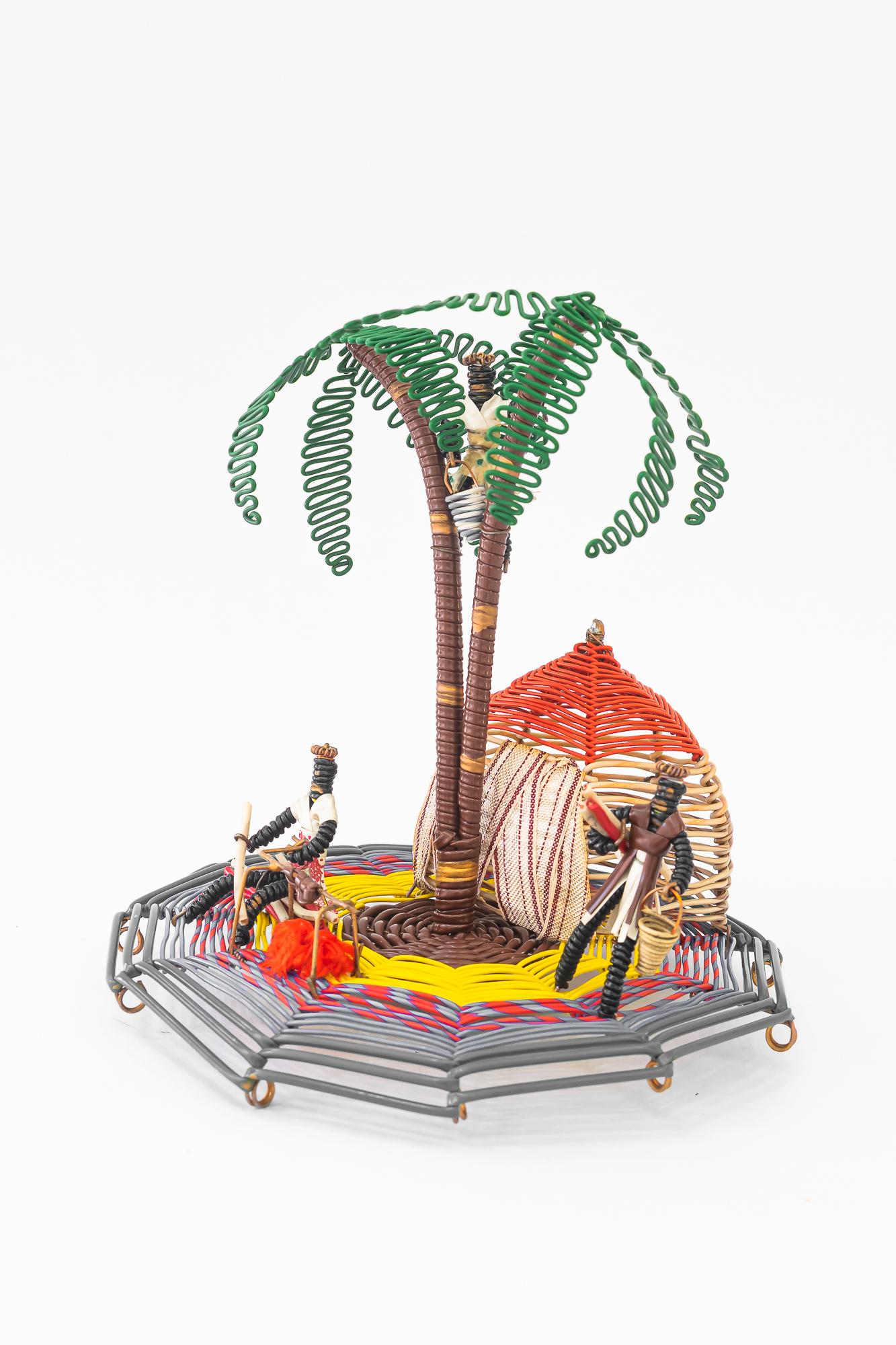 Wire A palm scene made of wire ( handwork ) vienna around 1970s For Sale