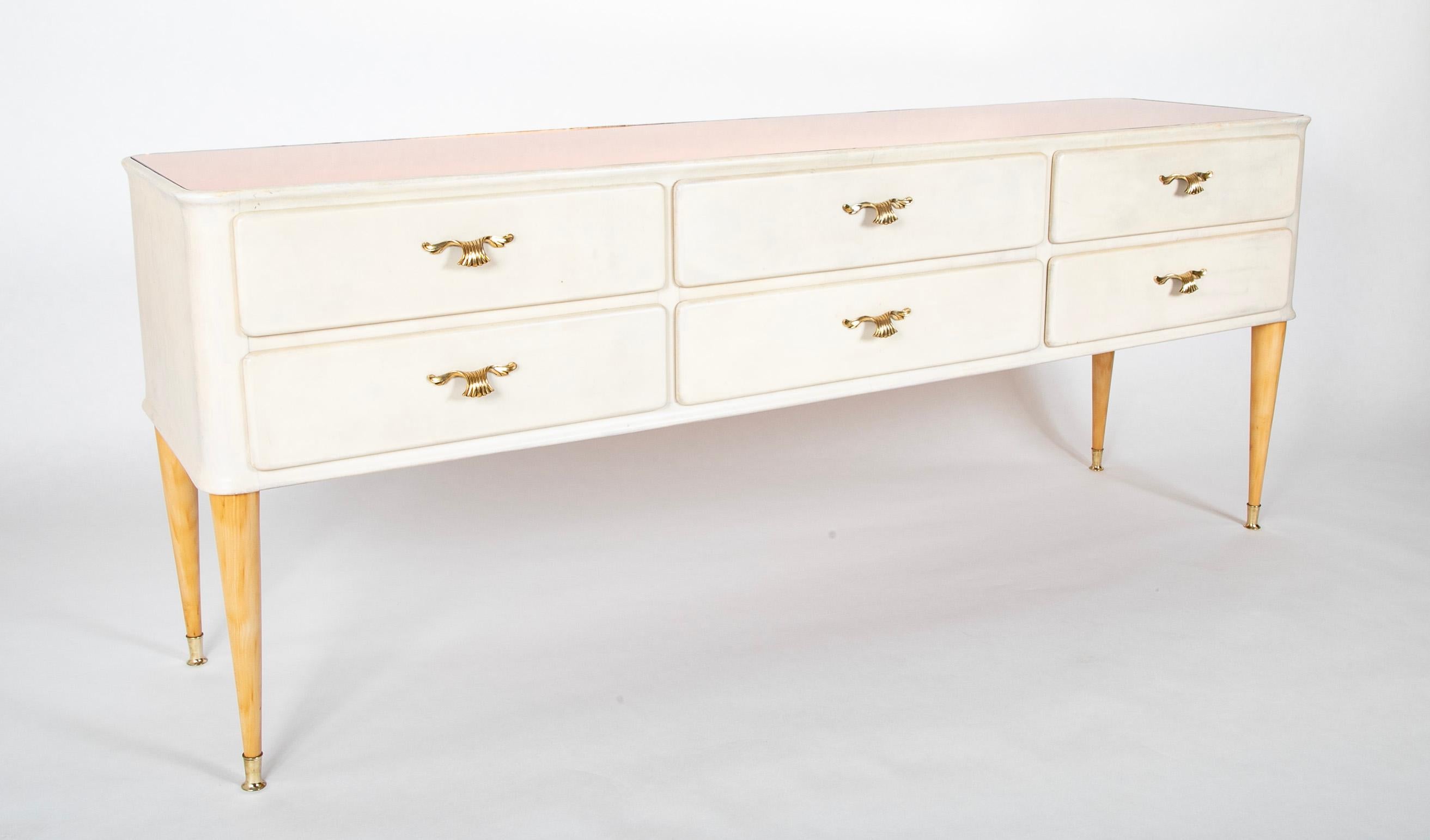 A Paolo Buffa 6 drawer blond credenza with 