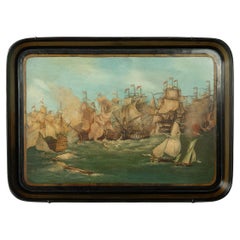 Vassoio in cartapesta della Battaglia di Erie di Jennens and Bettridge, 1817