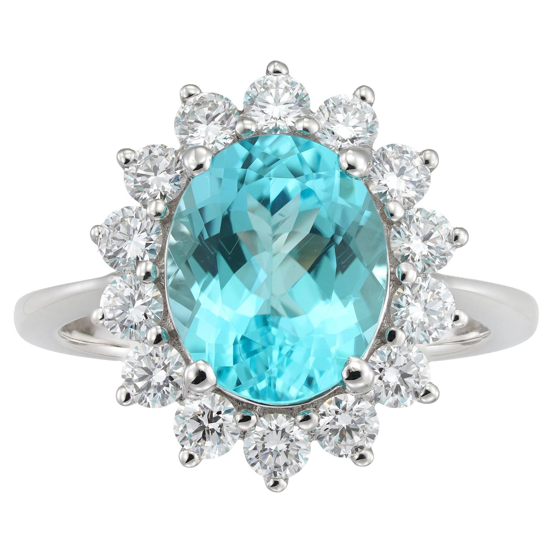 A Paraiba tourmaline and diamond cluster ring