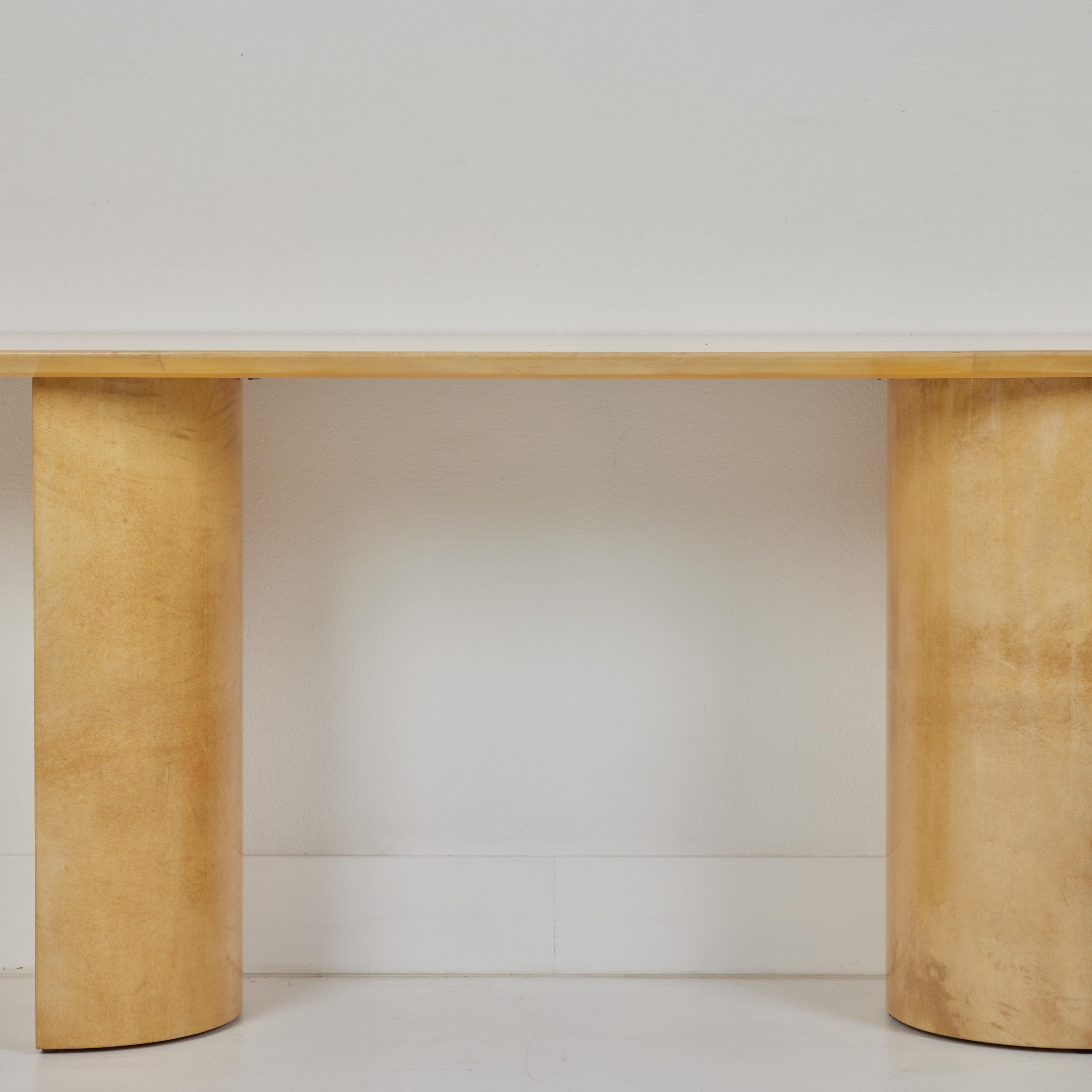 A Parchment Console, Signed Aldo Tura, 1980s In Good Condition For Sale In Palm Desert, CA