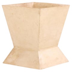 A Parchment Covered Geometric Waste Basket.
