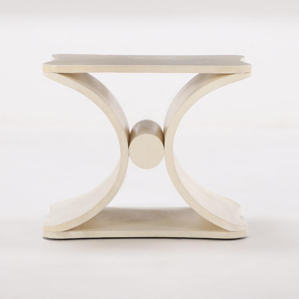 Modern A parchment covered stool or end table For Sale