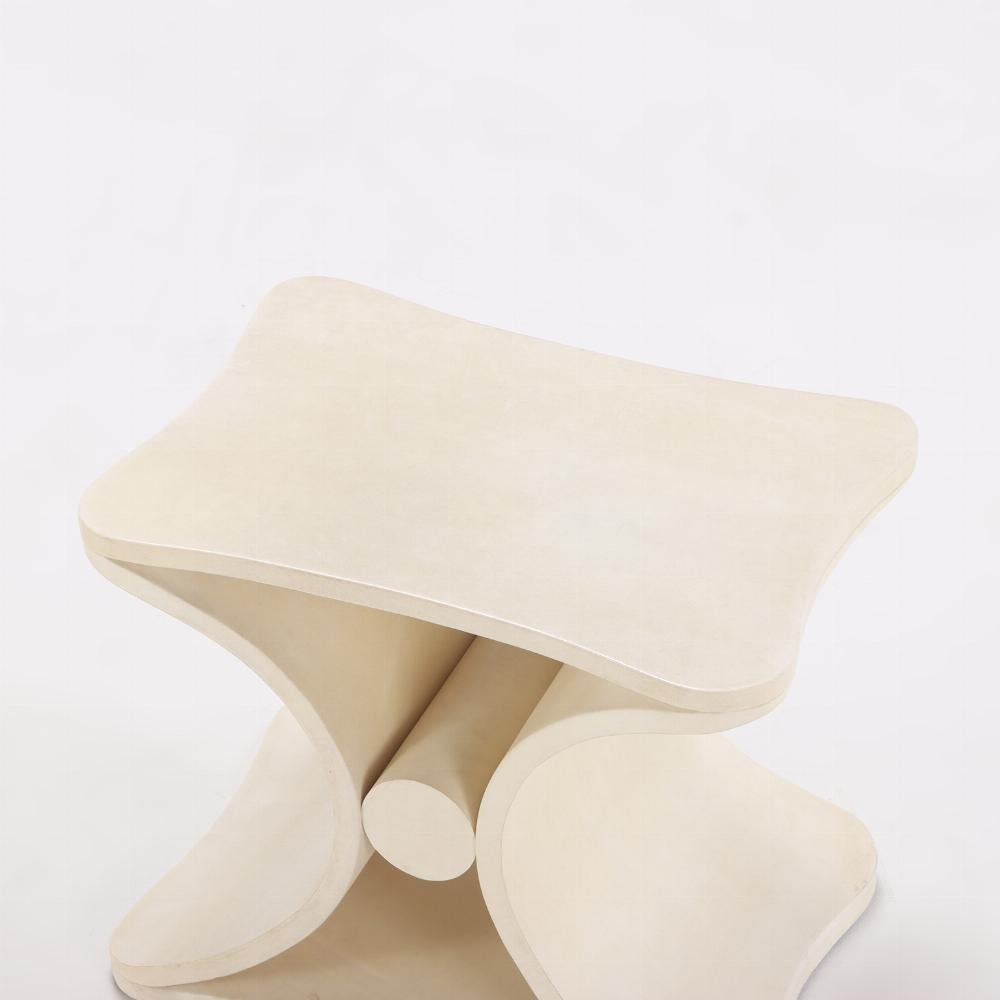 A parchment covered stool or end table In Good Condition For Sale In Philadelphia, PA
