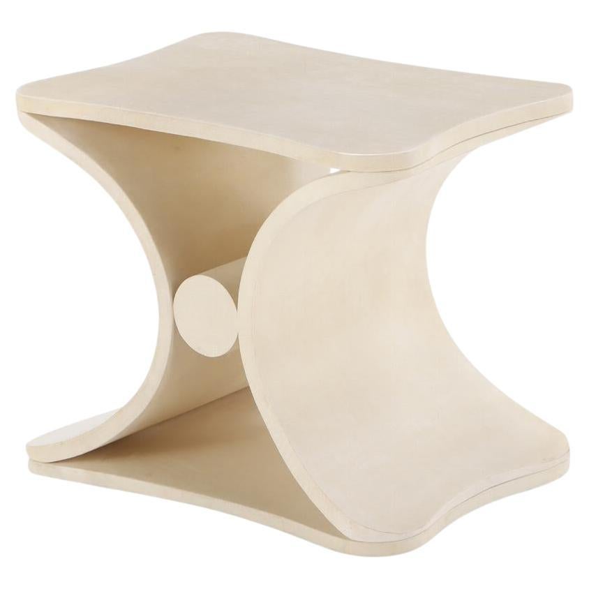 A parchment covered stool or end table For Sale