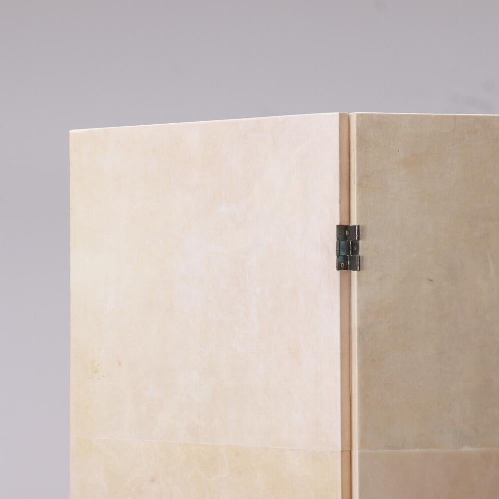 Parchment Paper A parchment covered three panel folding screen.