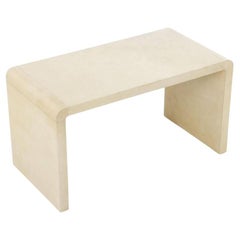 A parchment covered waterfall coffee or end table in manner of Jean-Michel Frank