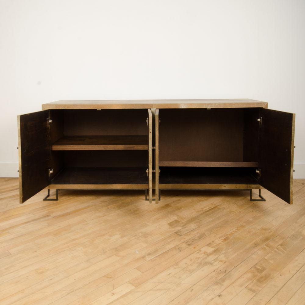 North American Parchment Credenza in the Manner of James Mont, Contemporary For Sale