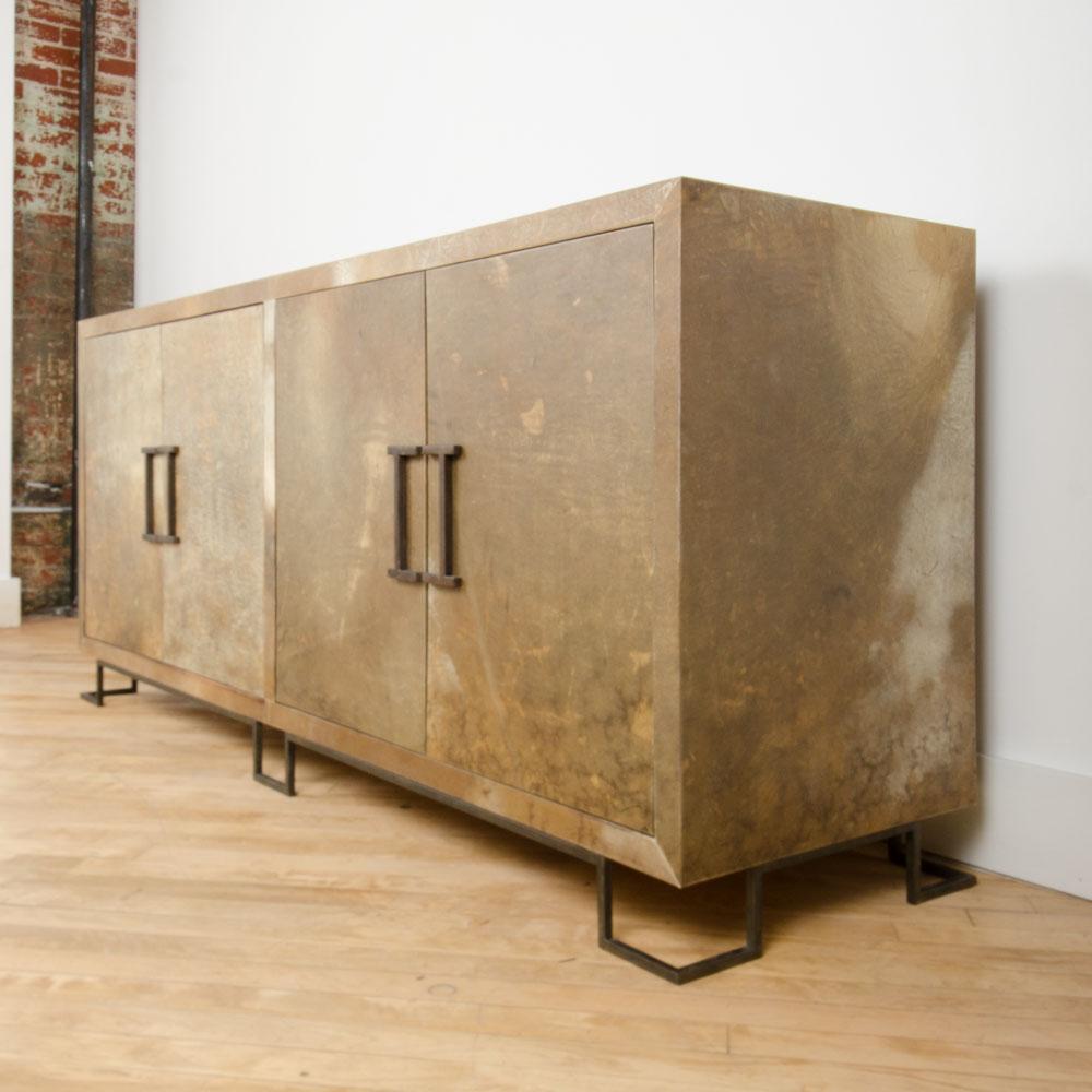 Parchment Paper Parchment Credenza in the Manner of James Mont, Contemporary For Sale