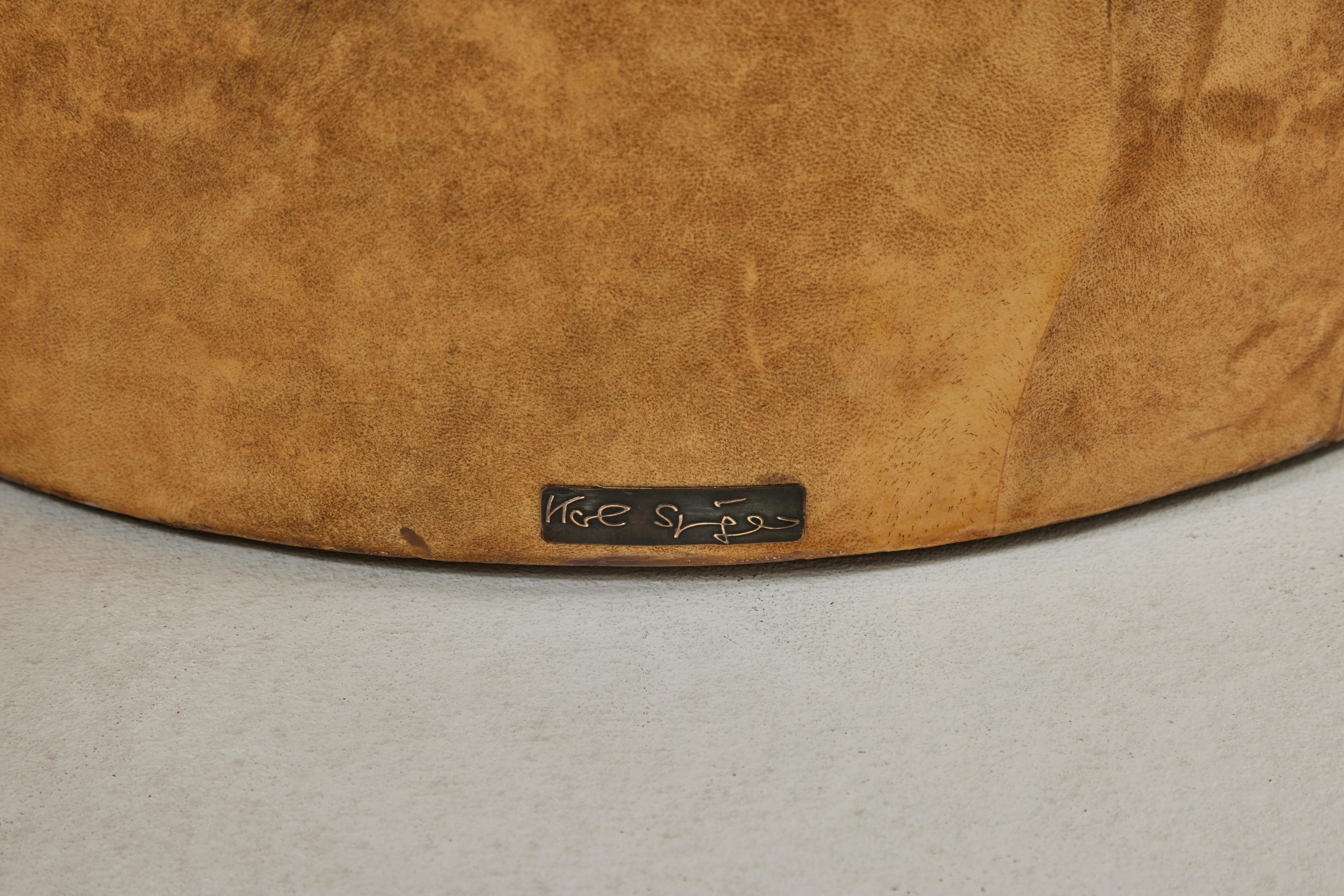 American Parchment Veneered Mushroom Form Table by Karl Springer