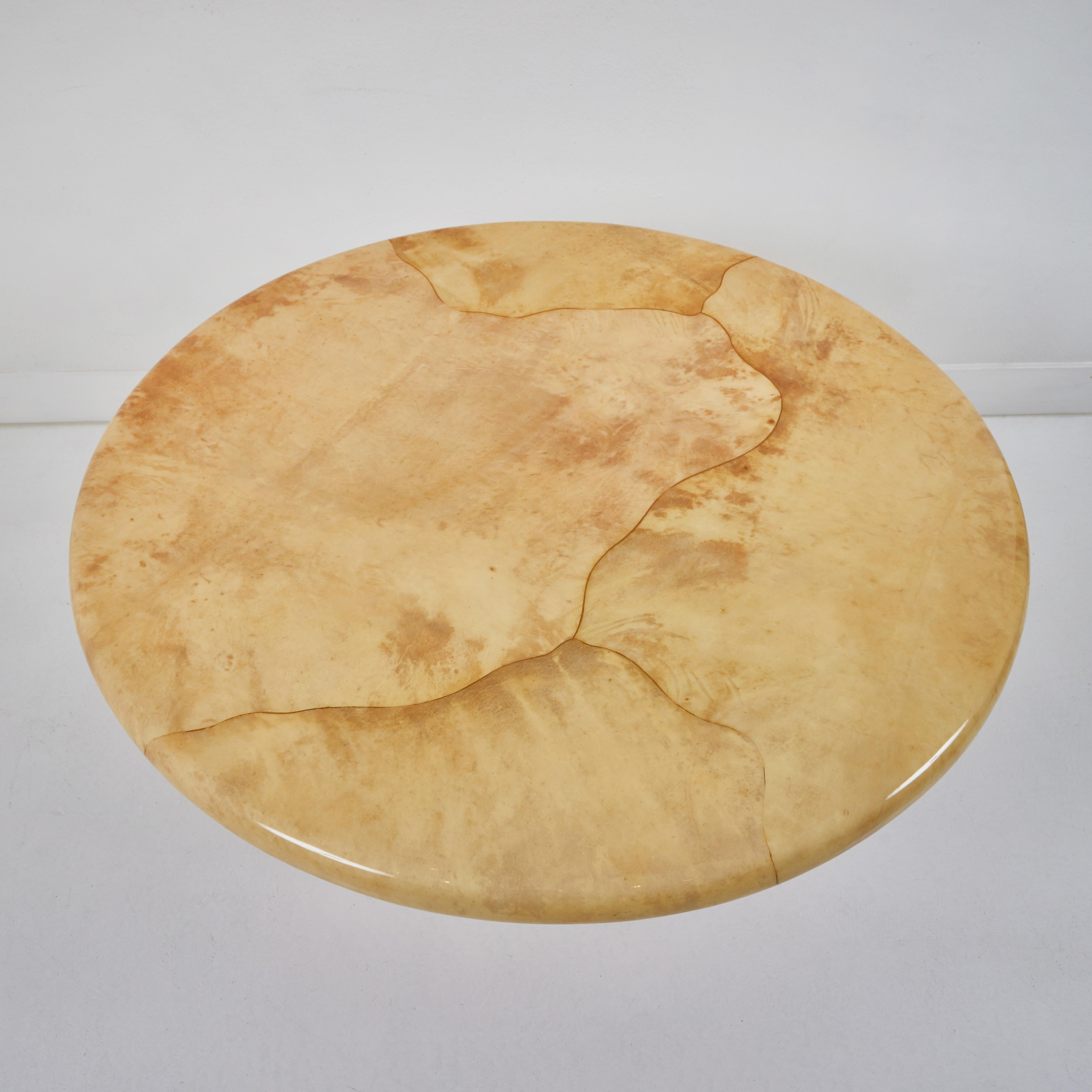 Mid-Century Modern Parchment Veneered Pedestal Table by Karl Springer
