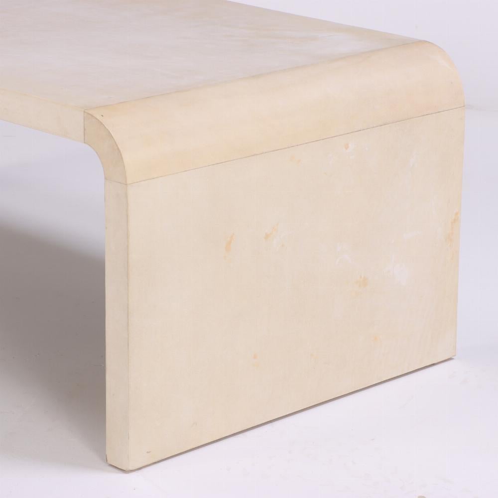 Argentine A Parchment Waterfall Coffee Table, in the manner of Jean-Michel Frank.