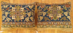 Pari of Decorative Antique Persian Sultanabad Carpet Pillows with Floral