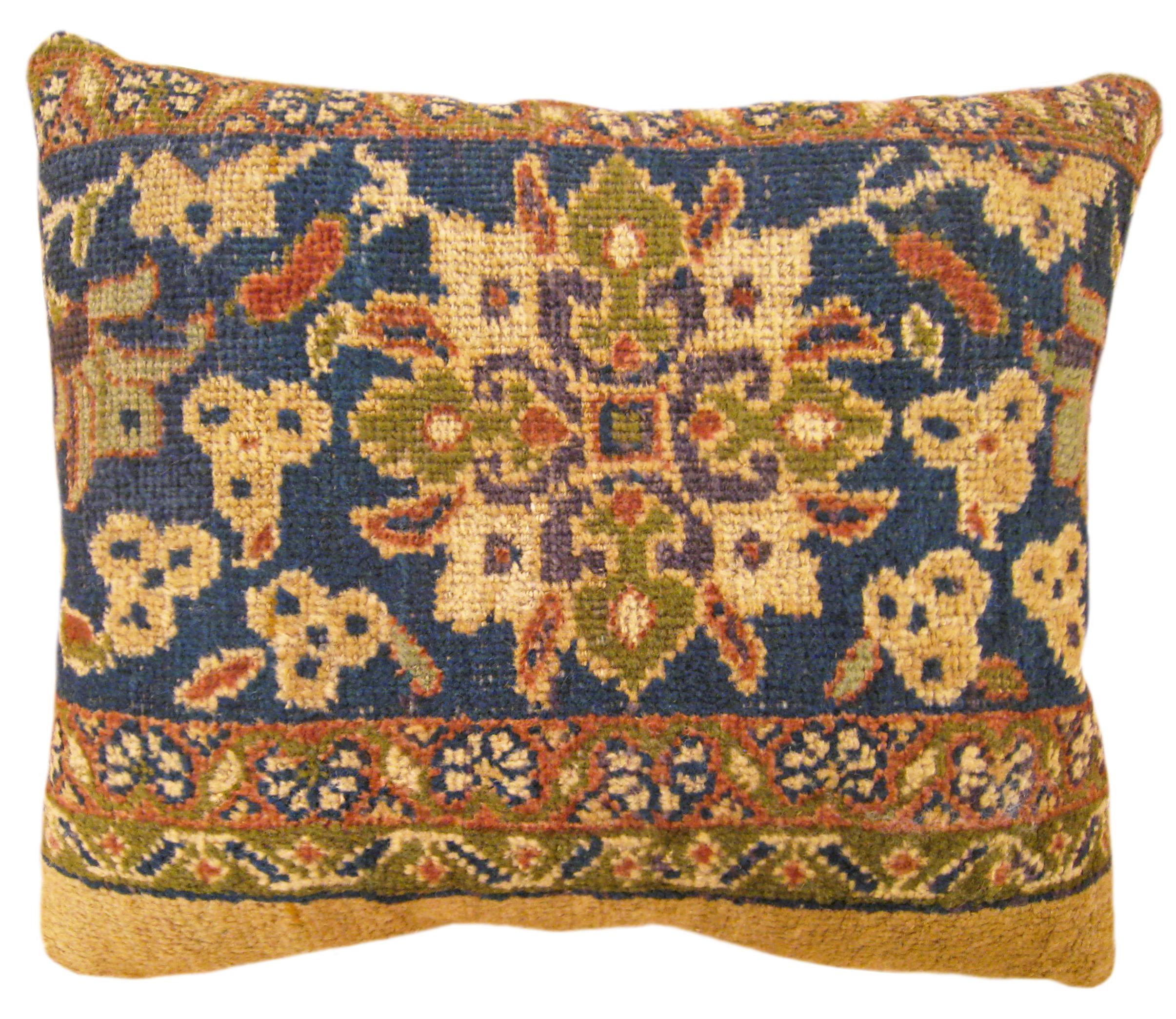 Early 20th Century Pari of Decorative Antique Persian Sultanabad Carpet Pillows with Floral For Sale