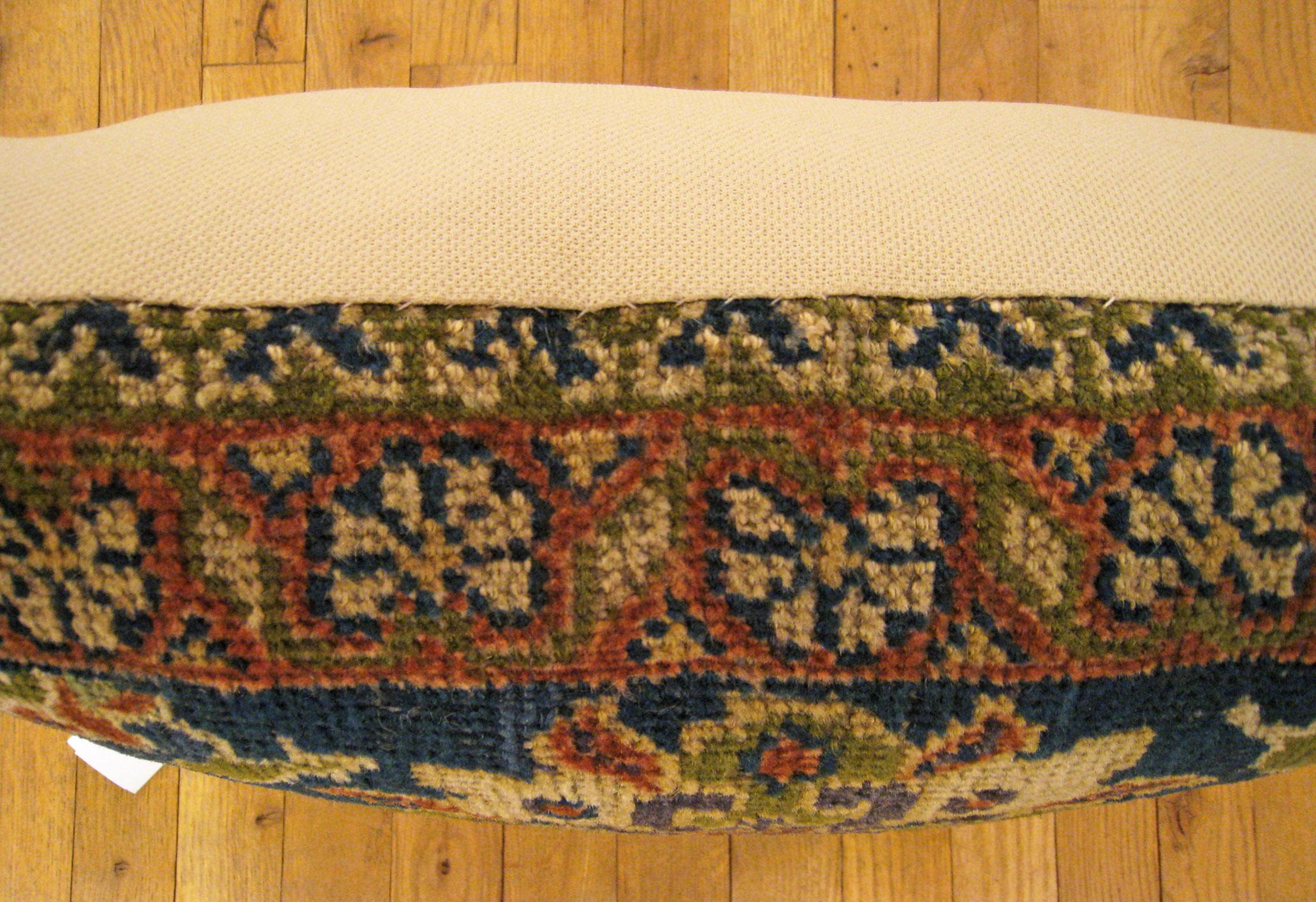 Pari of Decorative Antique Persian Sultanabad Carpet Pillows with Floral For Sale 3