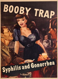 Orignial Vintage WWII Booby trap - Syphilis and Gonorrhea Poster C1943