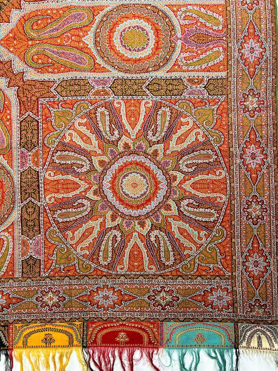 A Parisian Paisley Cashmere Moon Shawl With Signature French Circa 1860 For Sale 1