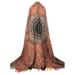 A Parisian Paisley Cashmere Moon Shawl With Signature French Circa 1860 A Parisian Paisley Cashmere Moon Shawl With Signature French Circa 1860