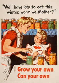 Affiche originale américaine de la Seconde Guerre mondiale, 1943, par Parker - Grow Your Own Can Your Own