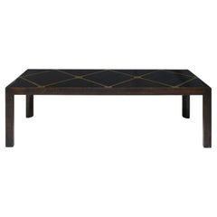 Vintage A Parsons Style Rosewood and Brass Inlaid Coffee Table