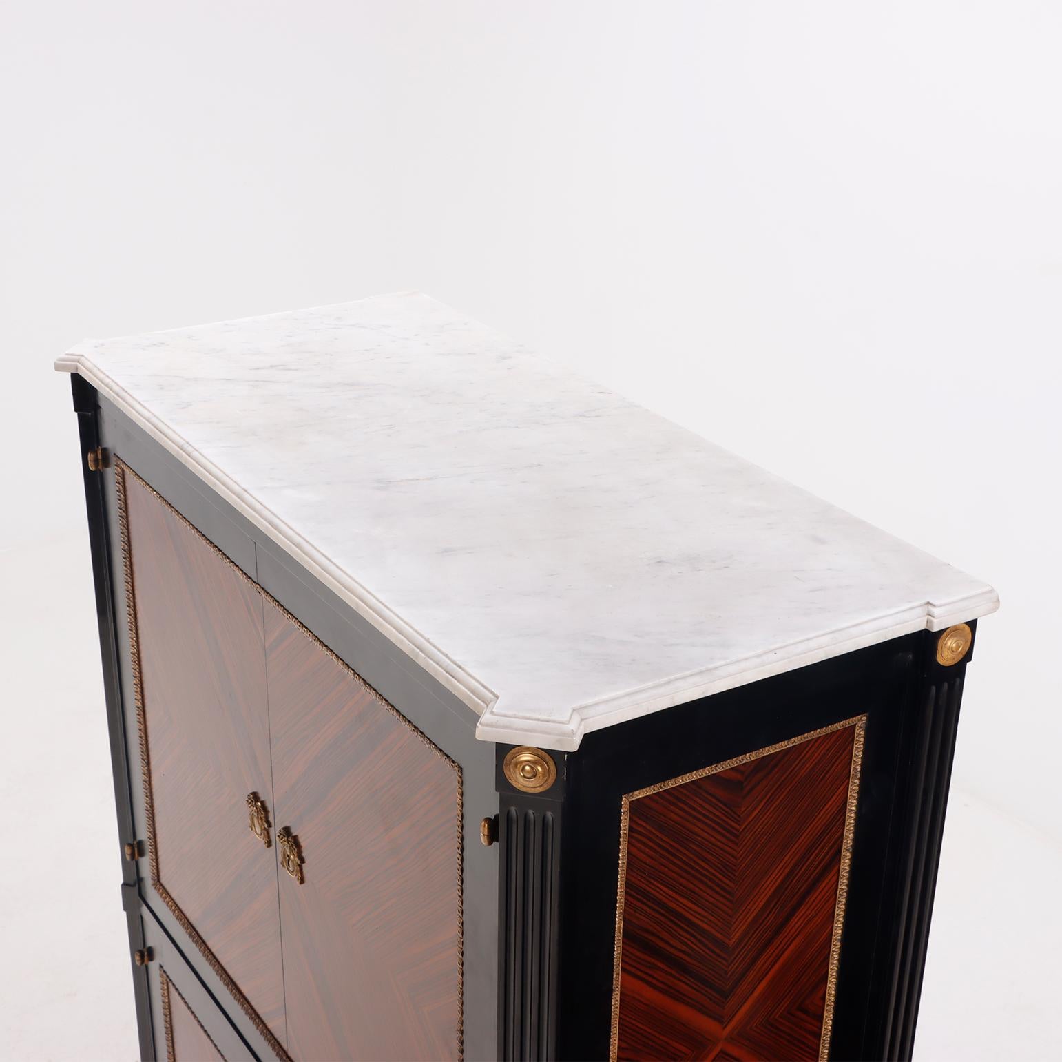 A partial ebonized four door bar cabinet in the manner of Jansen circa 1940. For Sale 3