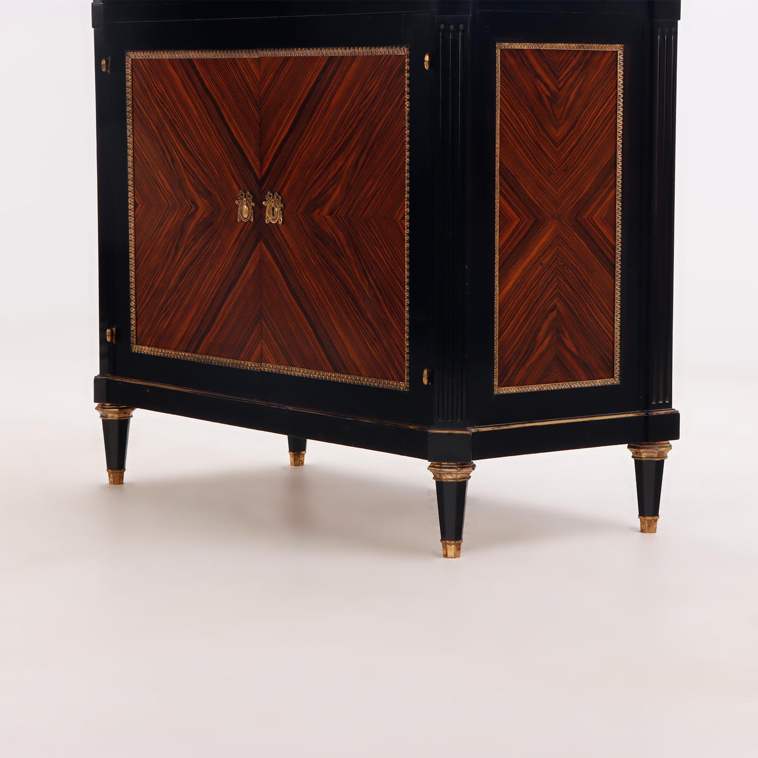 A partial ebonized four door bar cabinet in the manner of Jansen circa 1940. For Sale 1