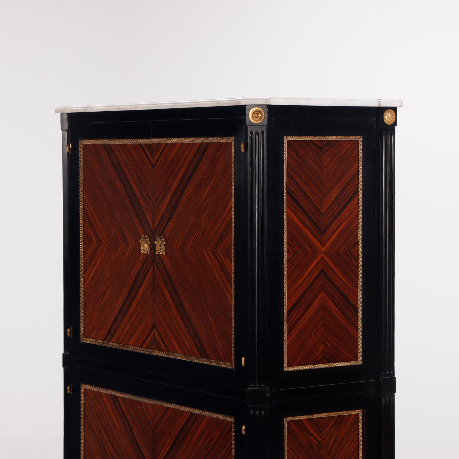 A partial ebonized four door bar cabinet in the manner of Jansen circa 1940. For Sale 2