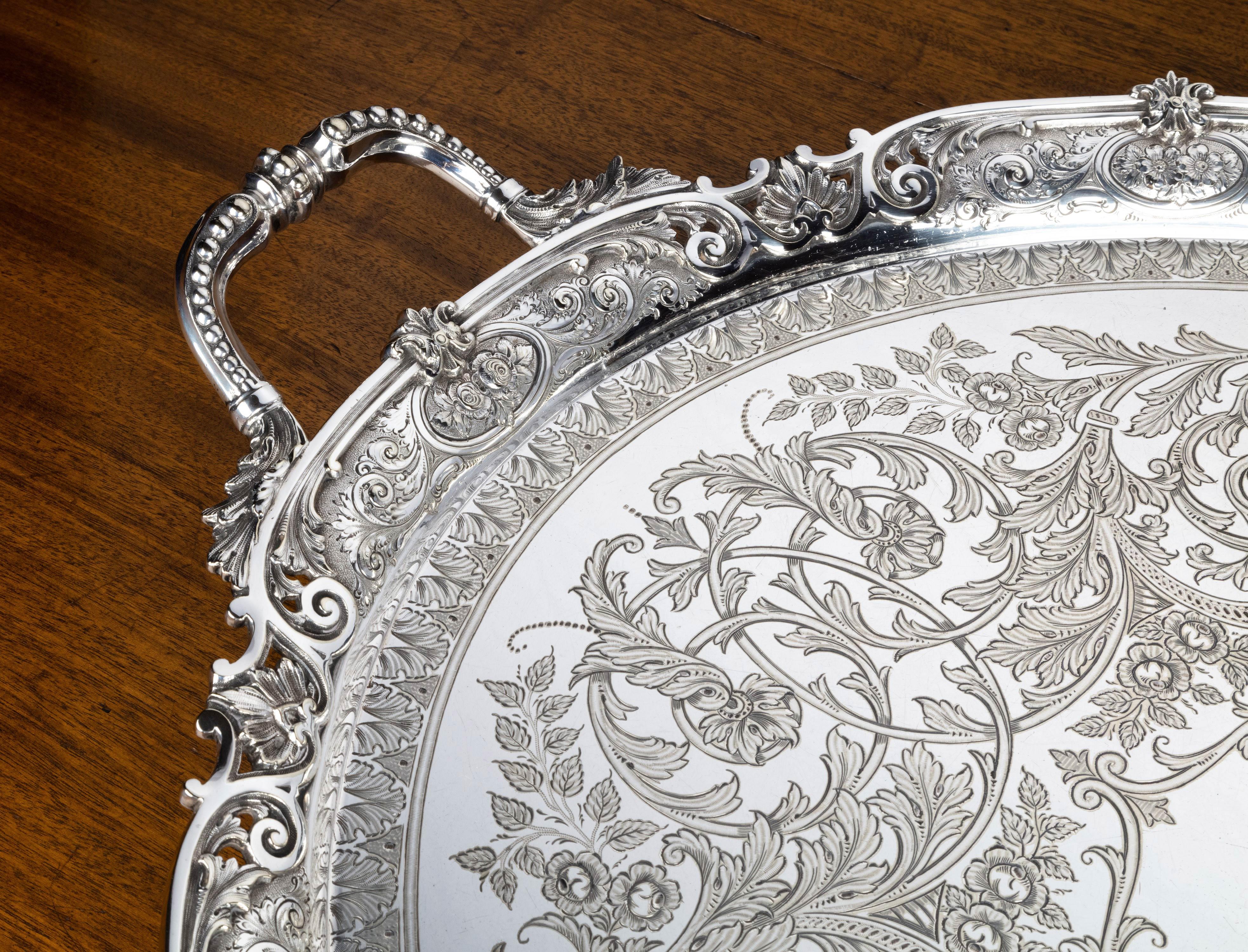 English A Particularly Fine Quality Late Nineteenth Century, Large Oval Tray
