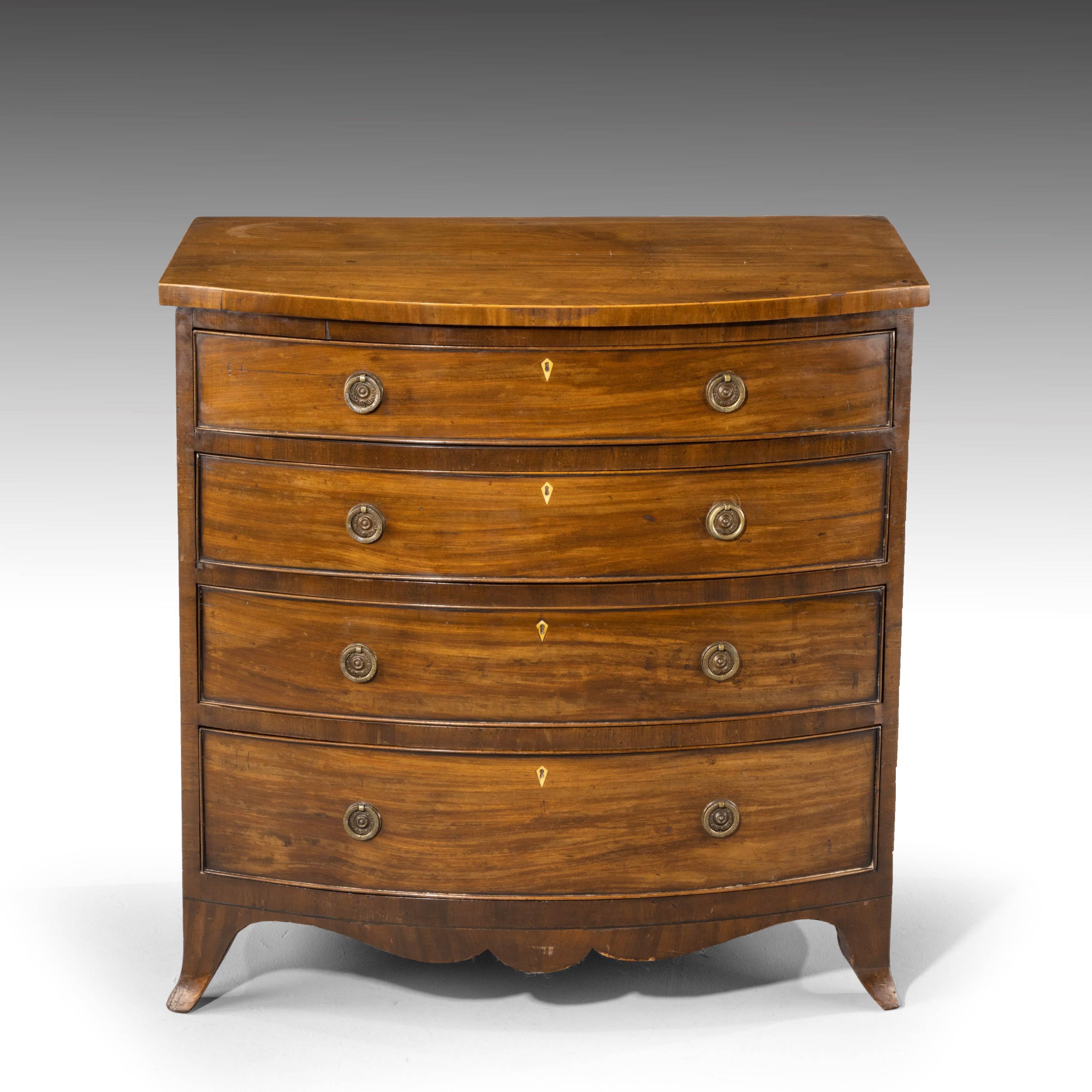 English Particularly Good George III Period Bow-Fronted Chest of Drawers