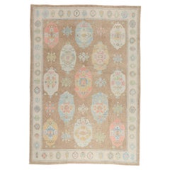 A Pastel Courtly Mosaic: Modern Turkish Oushak Masterpiece of Refined Grandeur