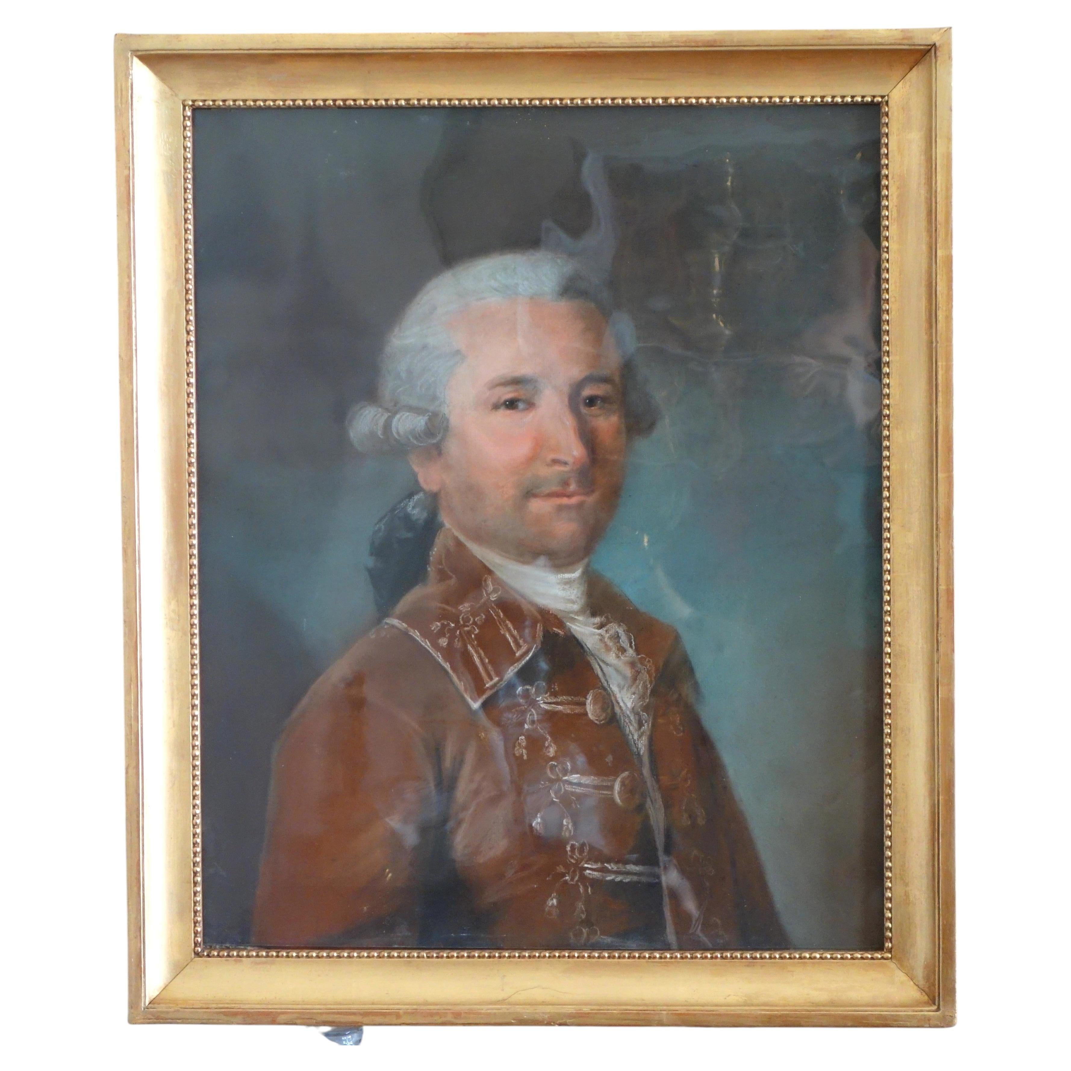 A pastel portrait of a gentleman - 18th century - Louis XVI period - framed For Sale