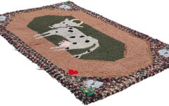 A Pastoral Reverie: Late 19th Century American Hooked Masterpiece of Folk Art