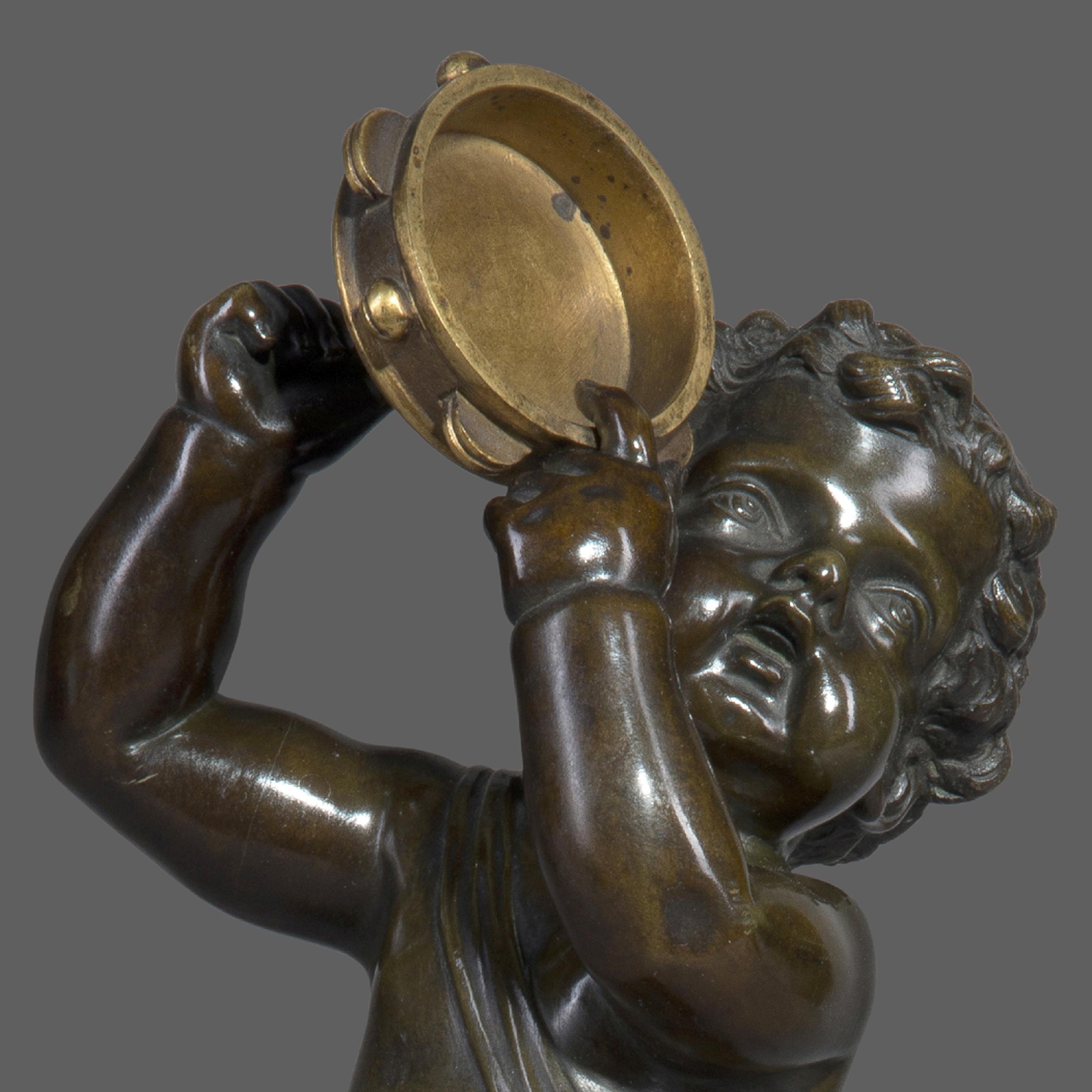 French Patinated and Gilt Bronze Figure of a Dancing Putto, After Clodion, circa 1860