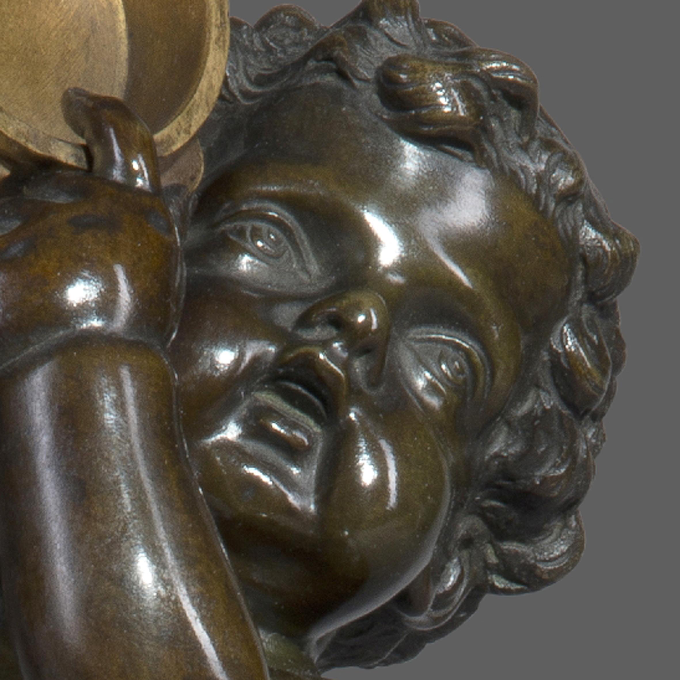 Patinated and Gilt Bronze Figure of a Dancing Putto, After Clodion, circa 1860 In Good Condition In Brighton, West Sussex