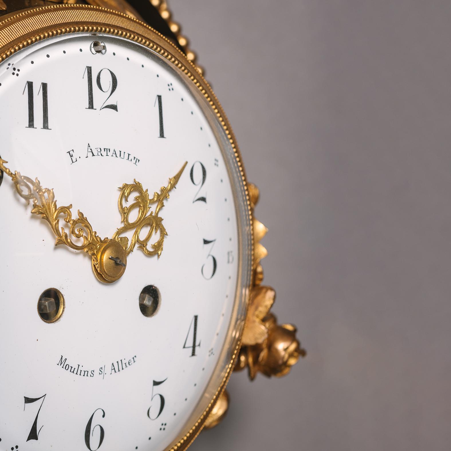 Louis XVI A Patinated and Gilt-Bronze Hanging Clock For Sale