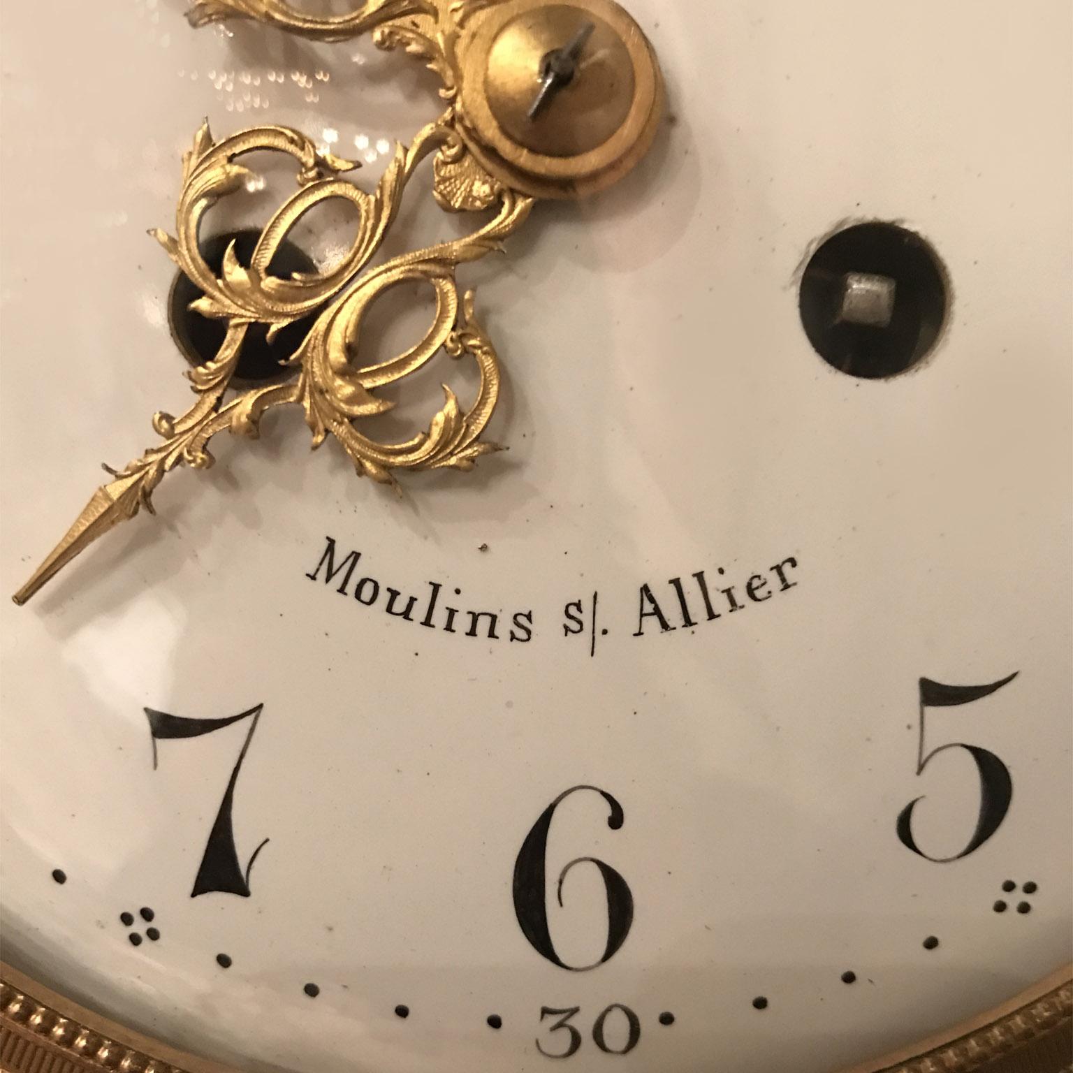 French A Patinated and Gilt-Bronze Hanging Clock For Sale