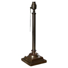 Antique A Patinated Brass Column Table Lamp