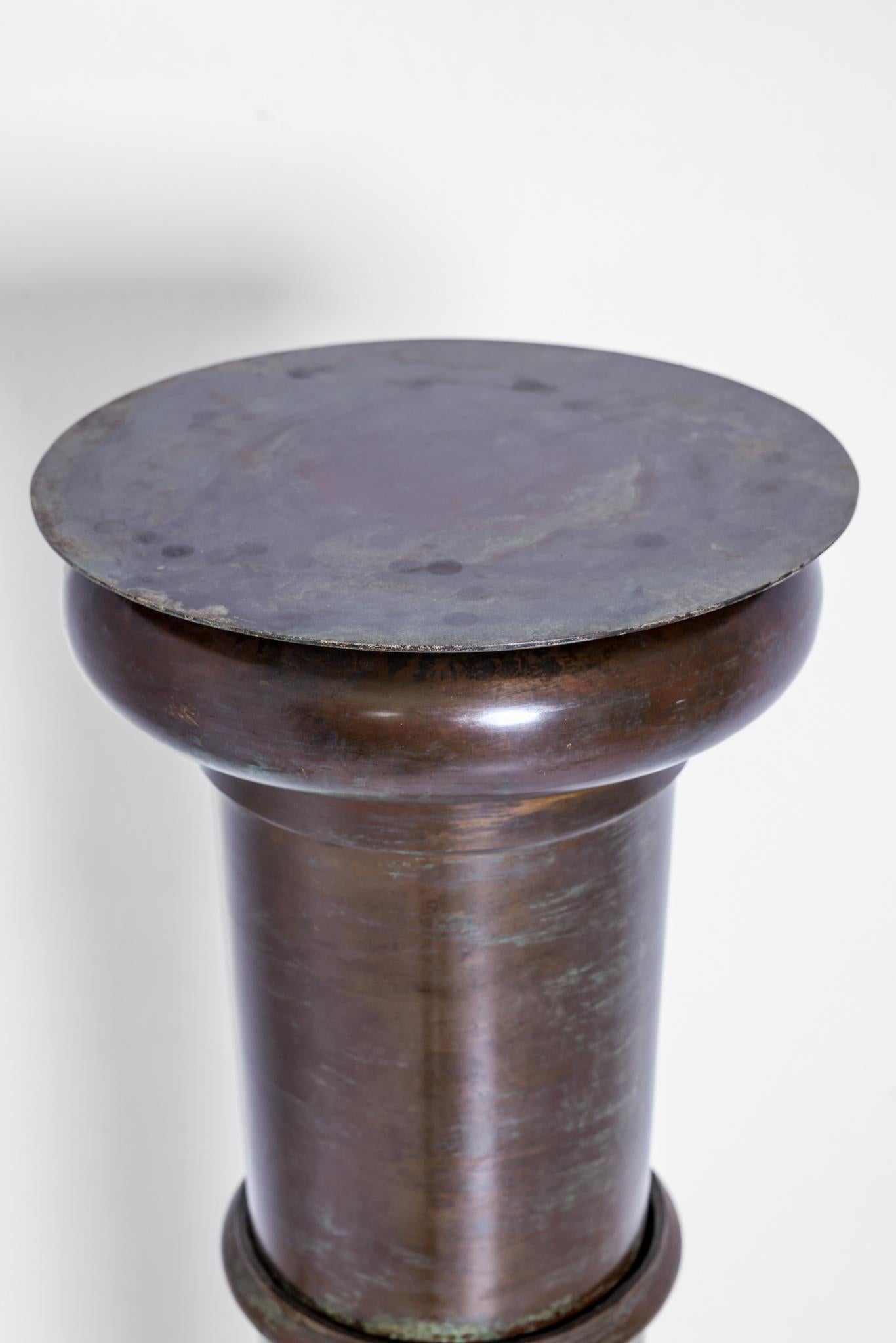 American Patinated Brass Display Pedestal For Sale