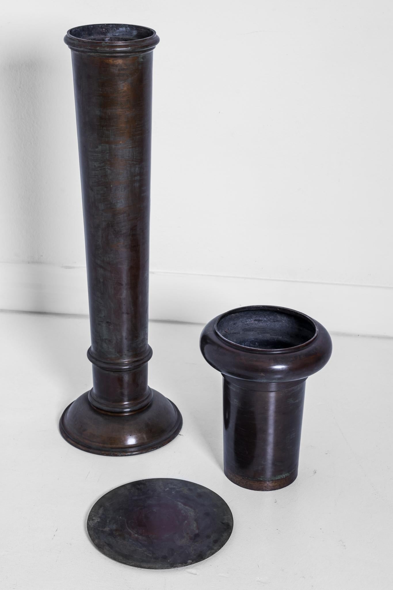 Mid-20th Century Patinated Brass Display Pedestal For Sale