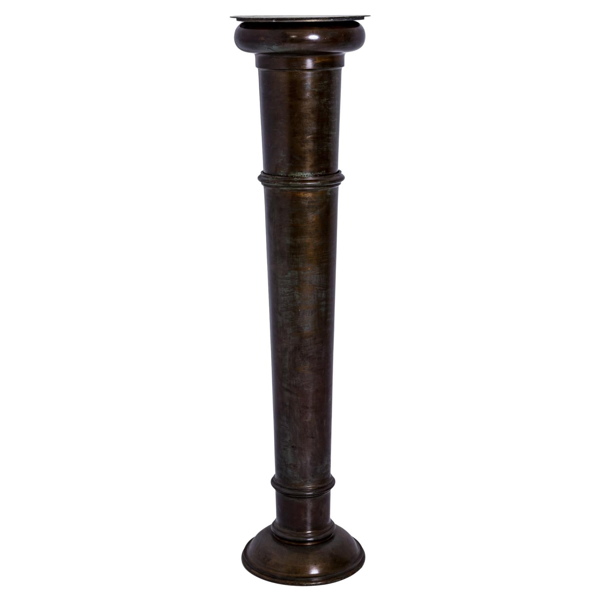 Patinated Brass Display Pedestal For Sale