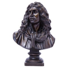 Used A Patinated Bronze Bust Depicting Moliere by the Barbedienne Foundry