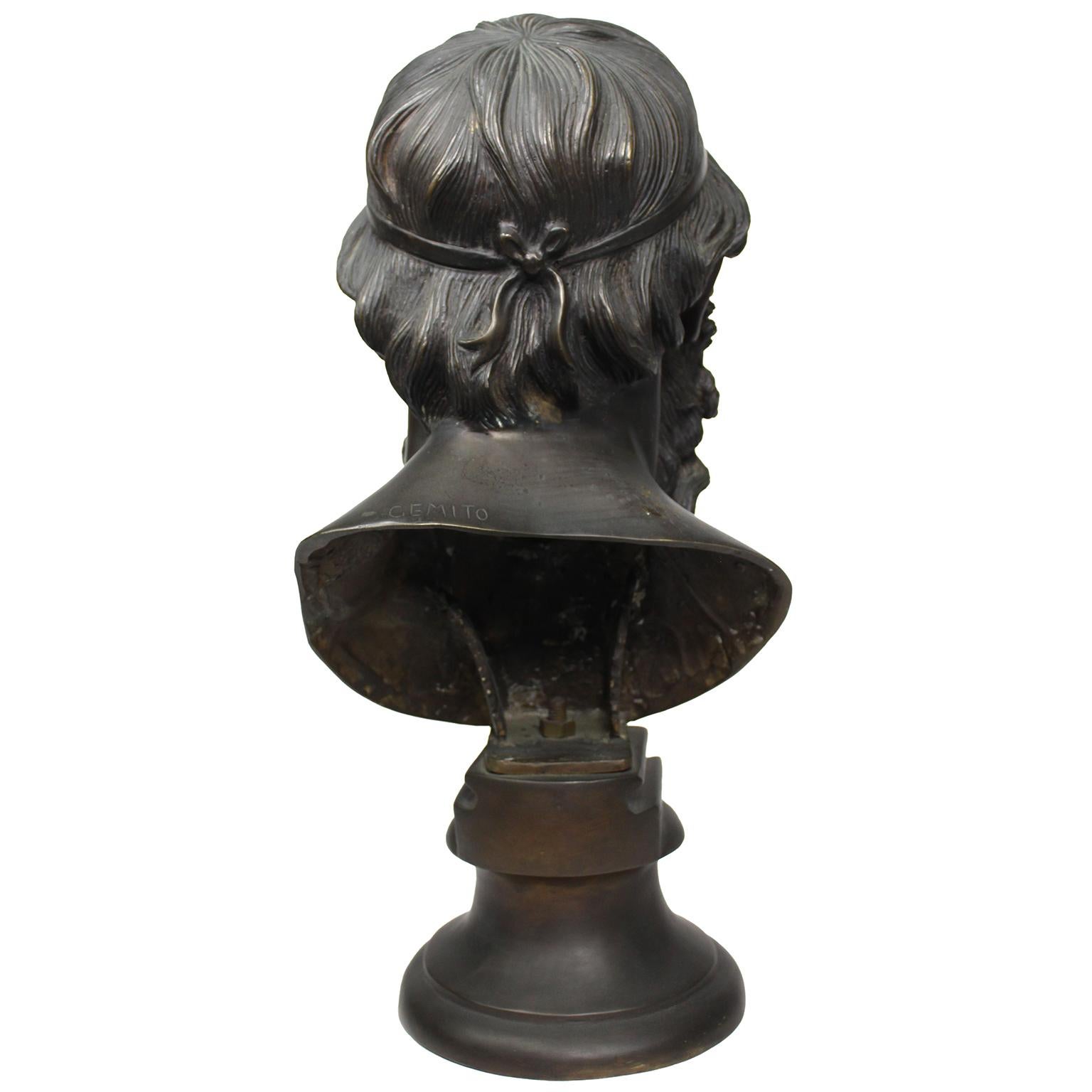 Italian A Patinated Bronze Bust of 