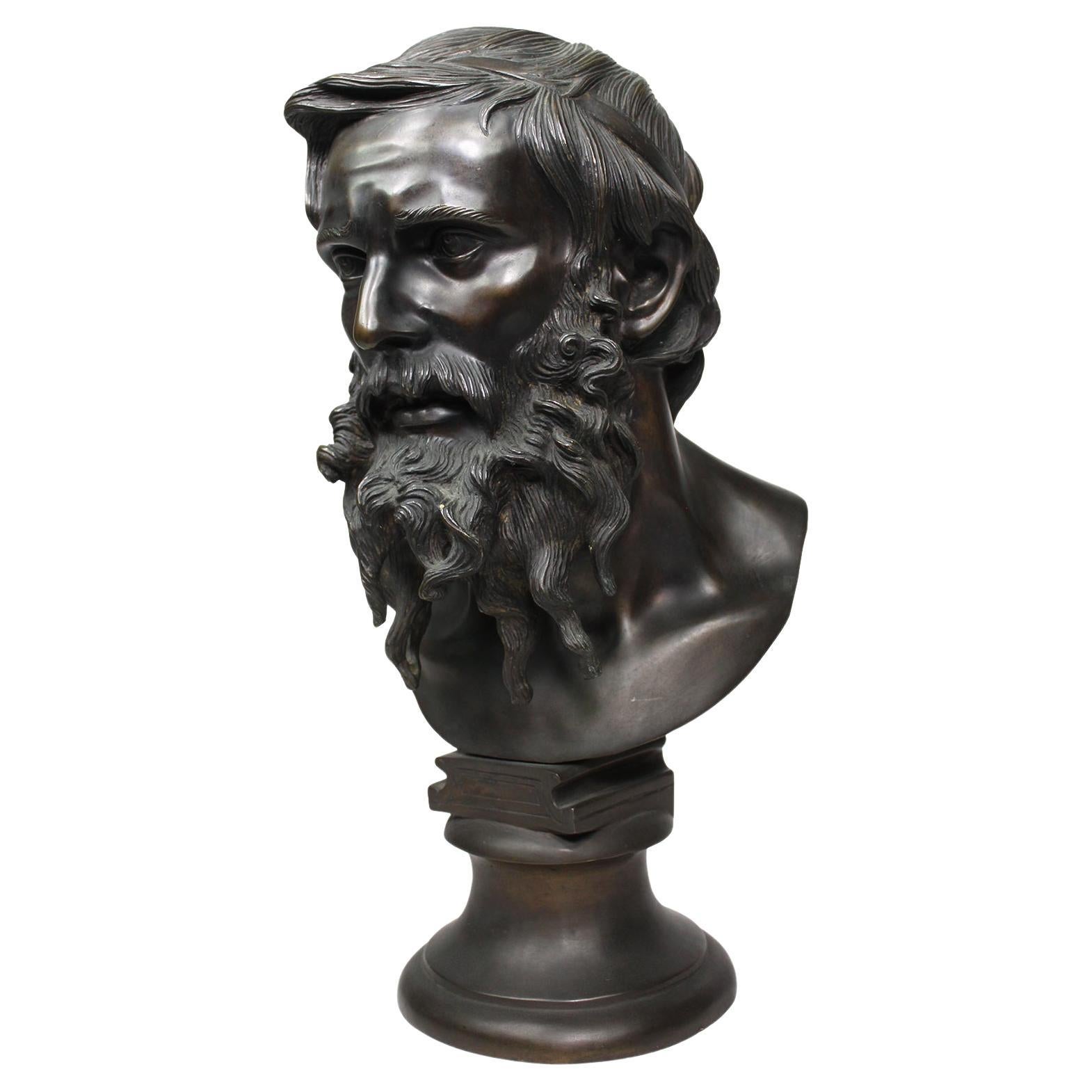 A Patinated Bronze Bust of "Il Filosofo" The Philosopher, After Vincenzo  Gemito For Sale