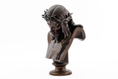 A Patinated Bronze Bust of Jesus Christ by Clesinger and Barbedienne, 12" High