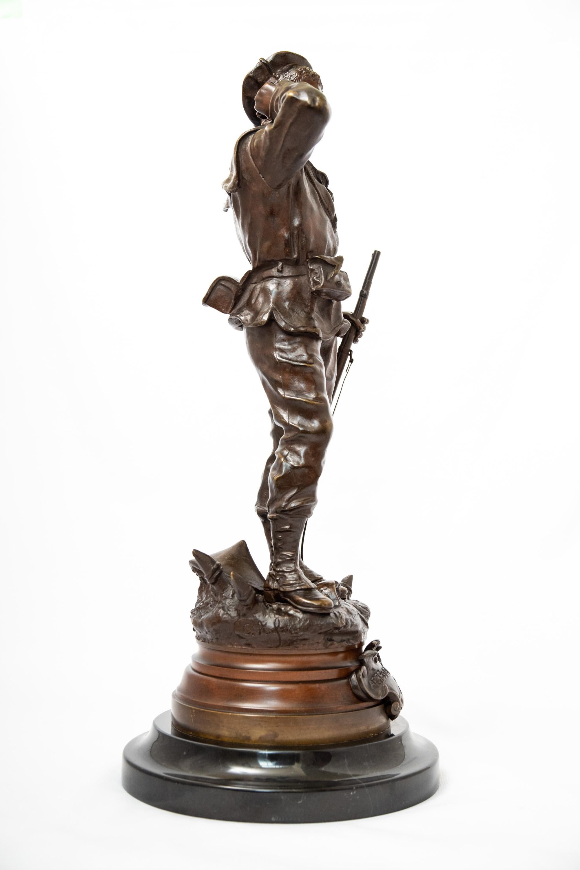 A Patinated Bronze Figure of a Marine, after the original by Charles Anfrie In Good Condition For Sale In 263-0031, JP