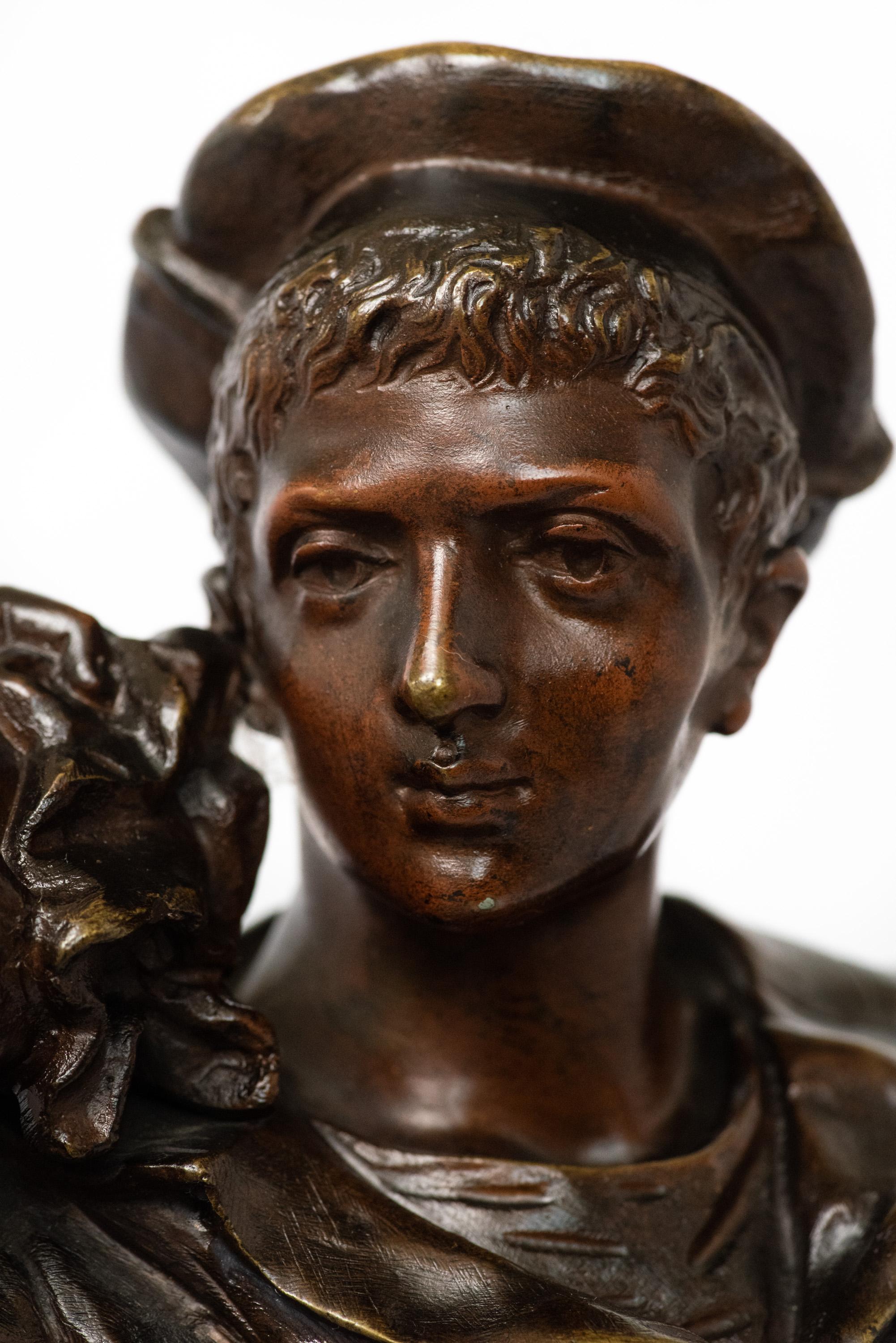 Figura di Marin in bronzo patinato, secondo l'originale di Charles Anfrie In condizioni buone in vendita a 263-0031, JP