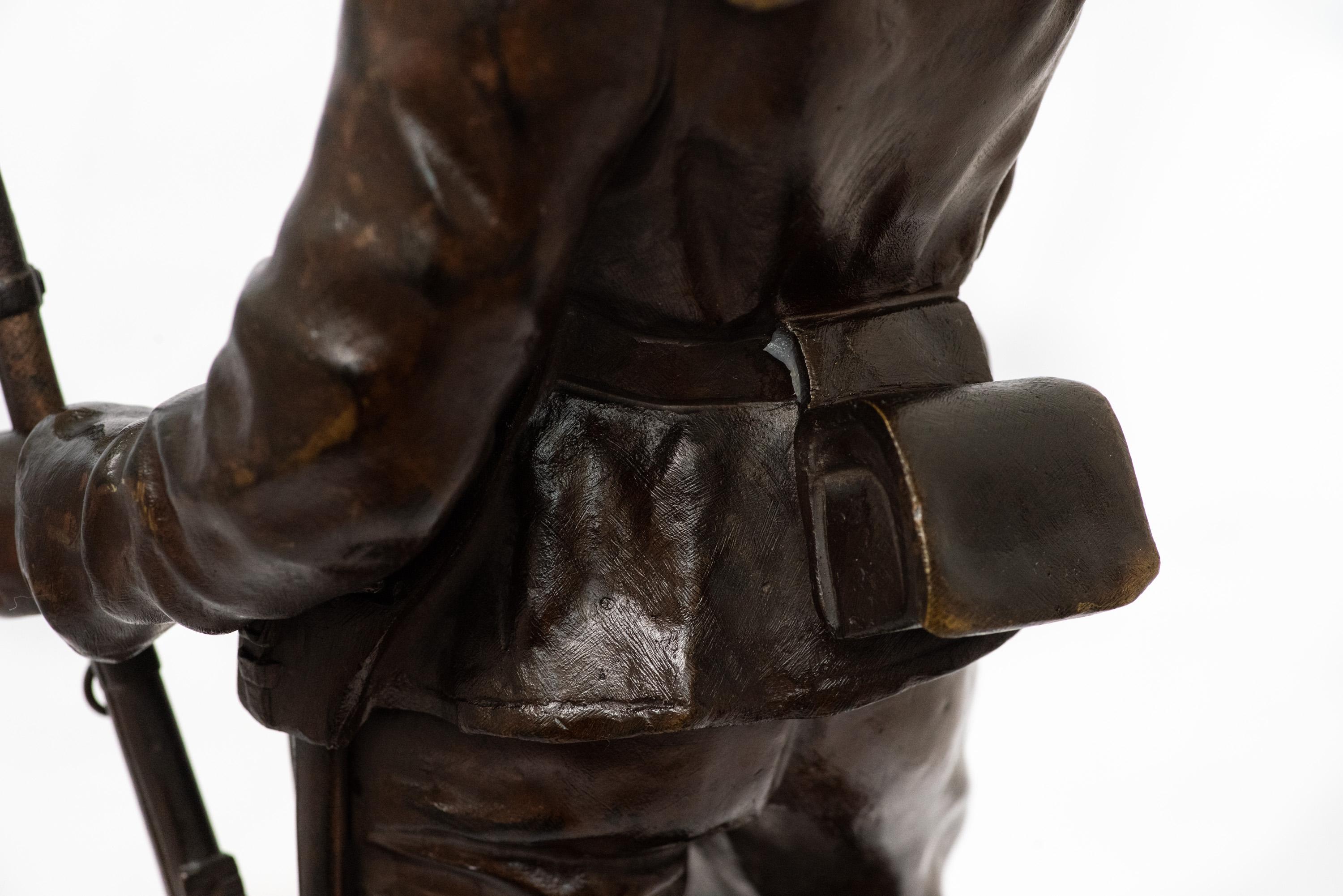 A Patinated Bronze Figure of a Marine, after the original by Charles Anfrie For Sale 1