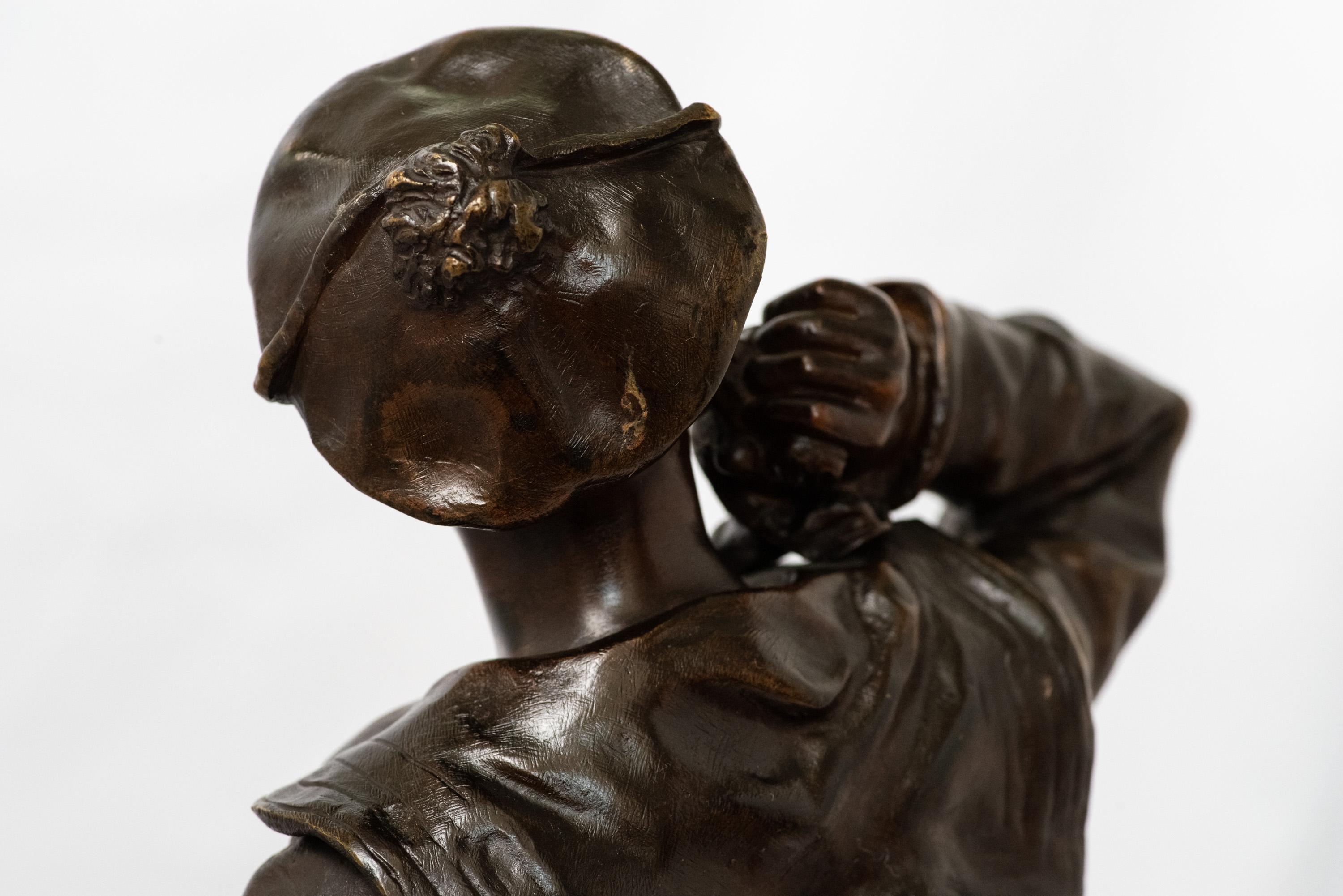 Bronze Figure d'une marine en bronze patiné, d'après l'original de Charles Anfrie en vente